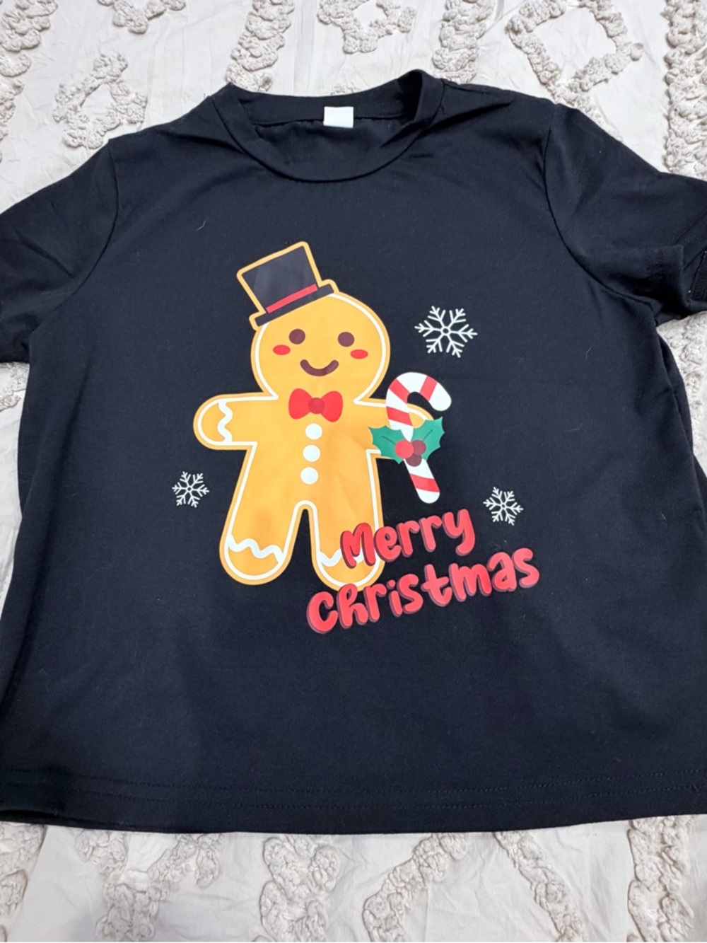SHEIN Black Kids Gingerbread 'Merry Christmas' Graphic Tee